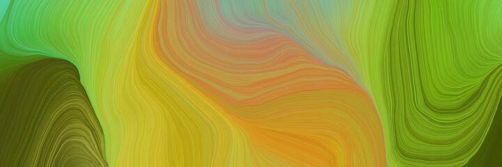 beautiful futuristic banner with golden rod, peru and dark olive green color. modern soft swirl waves background design
