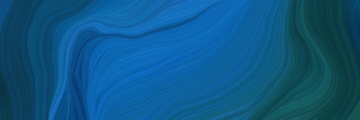 landscape orientation graphic with waves. abstract waves design with strong blue, very dark blue and dark slate gray color