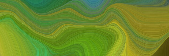 landscape orientation graphic with waves. modern waves background design with olive drab, yellow green and teal blue color