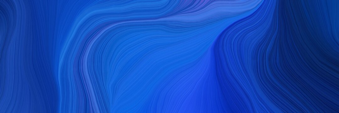 futuristic banner background with strong blue, midnight blue and royal blue color. modern soft curvy waves background design © Eigens