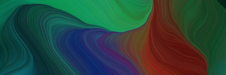 beautiful futuristic banner with very dark blue, sea green and saddle brown color. curvy background illustration
