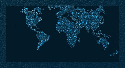 Internet and global connections map. Gyou projection. World Network. Amazing connections map. Vector illustration.