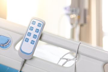 remote control hanging of hospital bed. Services technology of medical at hospital room