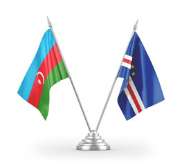 Cabo Verde and Azerbaijan table flags isolated on white 3D rendering