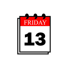 Friday 13 - Calendar Icon. Vector illustration of week day paper leaf.