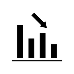 Loss chart black icon, concept illustration, vector flat symbol, glyph sign.