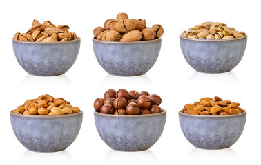 set of assorted nuts with clipping path