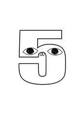 Cartoon style alphabet number 5