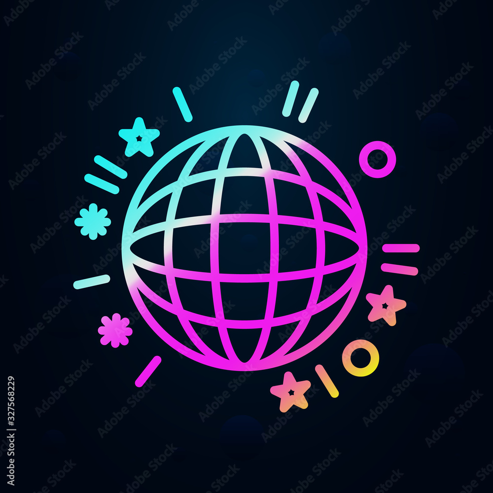 Poster disco ball in nolan style icon. simple thin line, outline vector of birthday icons for ui and ux, we