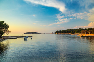 Blue lagoon sea bay in Porec, Croatia - Istria, Europe.
