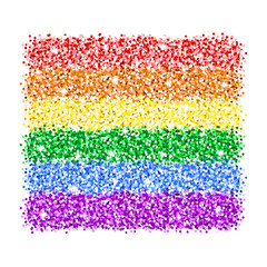 LGBT illustration with rainbow glitter flag. Gay pride love symbol on white background