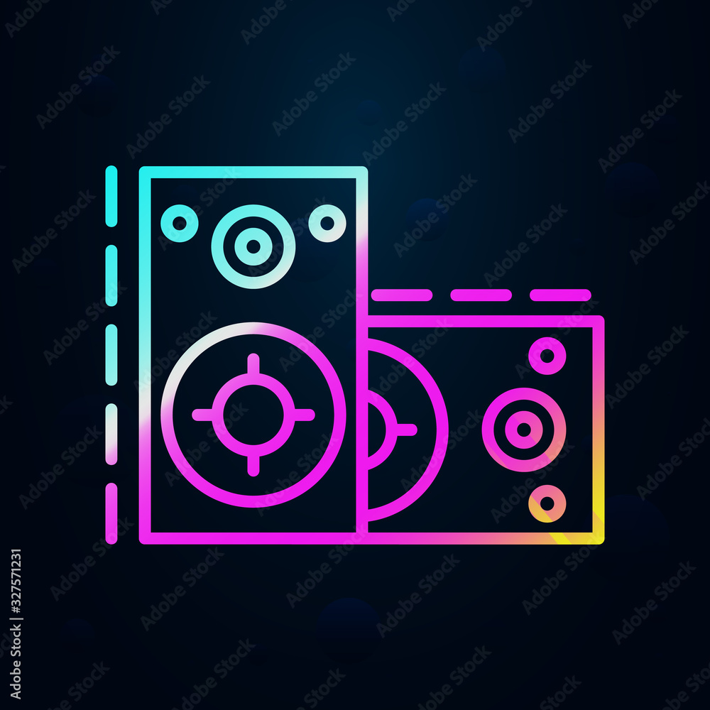 Poster acoustic system in nolan style icon. simple thin line, outline vector of birthday icons for ui and u