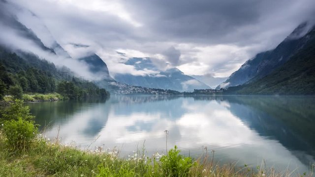 Timelapse of clouds at Ardalsfjord, near Ovre Ardal, Vestland, Norway
