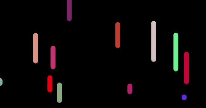 Abstract background with colorful flat element in line. Rounded geometric element flows from circle to line in background animation. Creative design 80's and 90's inspired. Neon Dots and lines moving
