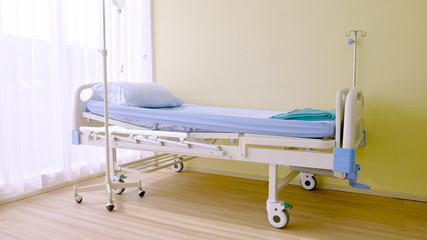 Isolated hospital bed at hospital room.