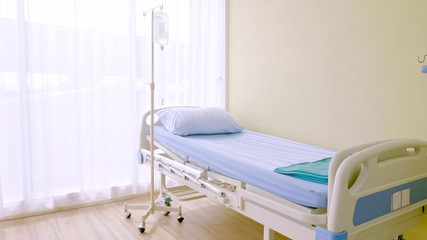 Isolated hospital bed at hospital room.