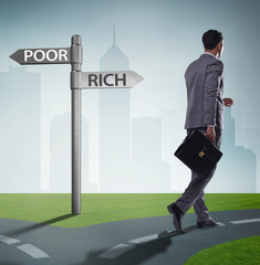 Businessman in difficult choice concept