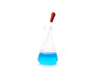 blue  liquid in glass beaker
