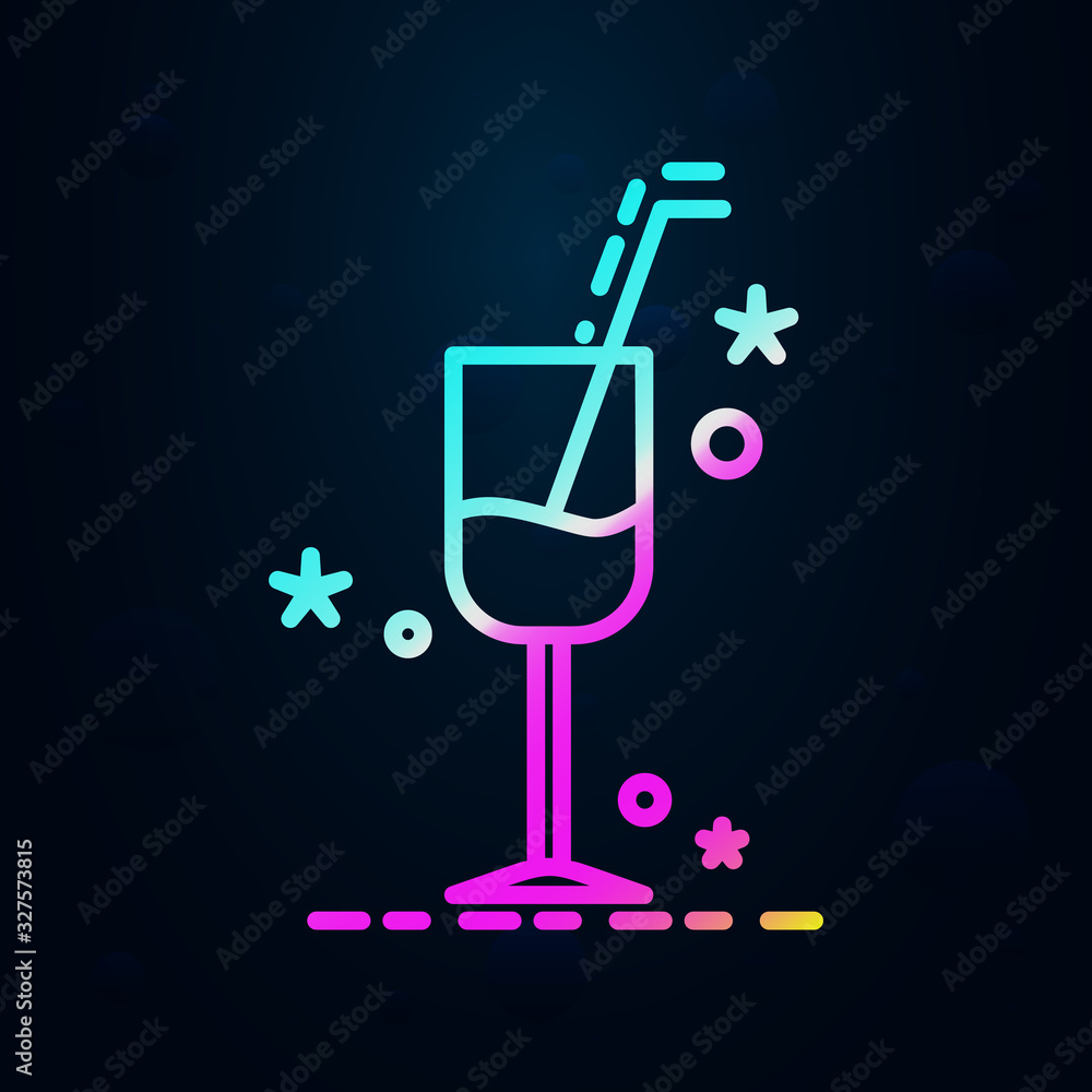 Poster glass of champagne in nolan style icon. Simple thin line, outline vector of birthday icons for ui and ux, website or mobile application