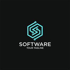 Letter S Tech Digital Logo Design / S software logo design