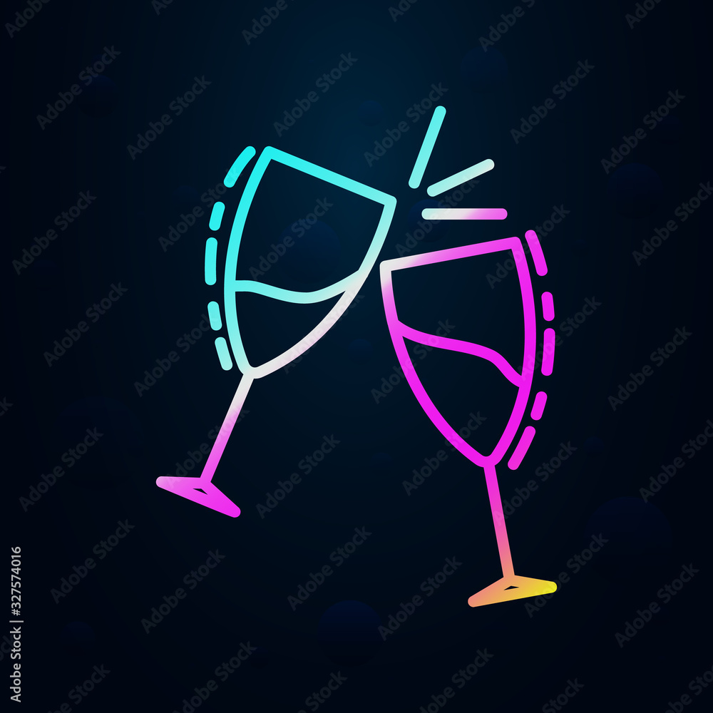 Poster glasses of champagne in nolan style icon. Simple thin line, outline vector of birthday icons for ui and ux, website or mobile application