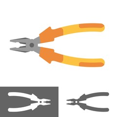 Pliers with rubber coating. Toolbox hand tool. Flat style vector illustration