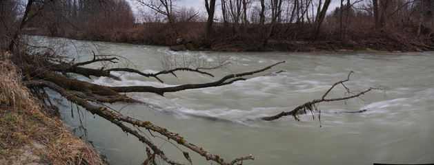 Hochwasser an Mangfall und Leitzach - obrazy, fototapety, plakaty