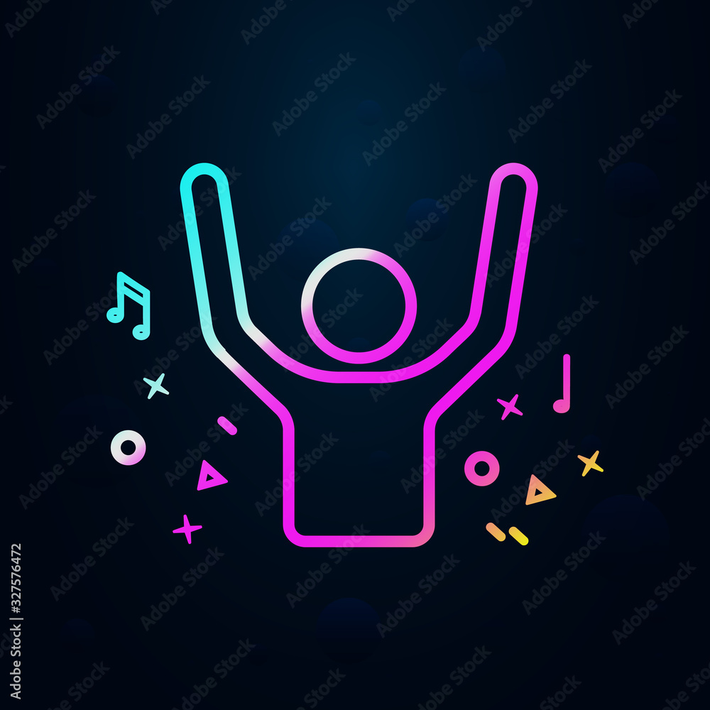 Poster joyful person in nolan style icon. simple thin line, outline vector of birthday icons for ui and ux,