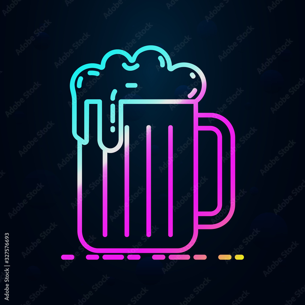 Poster mug of beer in nolan style icon. simple thin line, outline vector of birthday icons for ui and ux, w