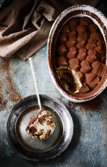 Vegan tiramisu.selective focus.