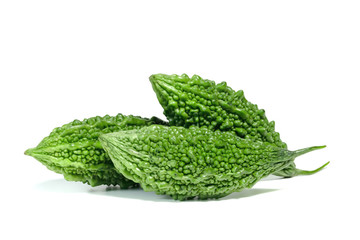 Bitter gourd or Bitter melon or Momordica charantia isolated on white background