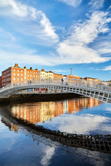 Naklejka premium The Ha'penny bridge in Dublin City, Ireland