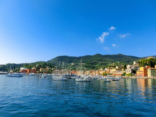 Fototapeta premium Santa Margherita Ligure, Liguria Italia - watching the coast from the sea.