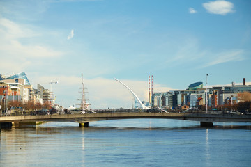 A view along the quays in Dublin City, Ireland