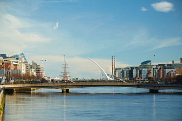 A view along the quays in Dublin City, Ireland