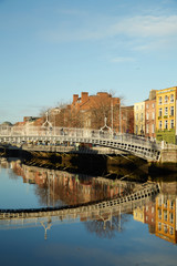 The Ha'penny bridge in Dublin City, Ireland