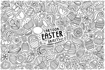 Vector set of Easter theme items, objects and symbols