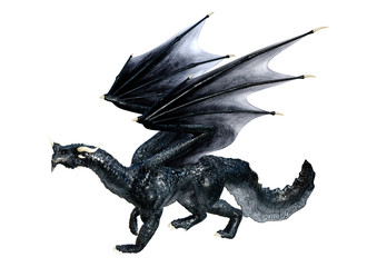 3D Rendering Fairy Tale Dragon on White