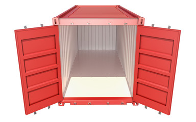 Empty shipping Container with open doors isolated on white - 3d rendering