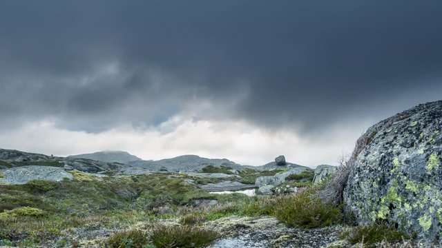 Timelapse of rain clouds, Lysebotn, Province Rogaland, Norway