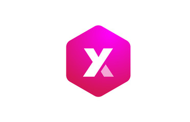 pink white polygon X alphabet letter logo icon with modern design for business and company