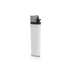 White plastic gas lighter isolated on white background with clipping path.