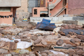 Einblicke ins Gerberviertel in Marrakesch, Marokko