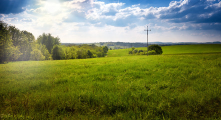 Idyllic rural view of pretty farmland