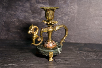 Fototapeta na wymiar Old copper vintage candlestick