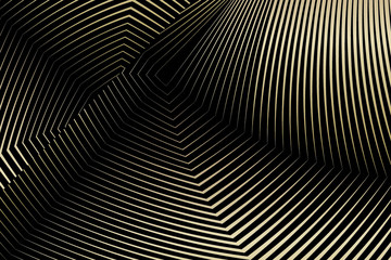 Halftone lines gold background, geometric pattern, vector modern design texture.