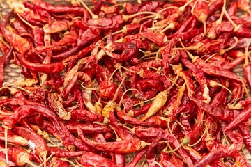 A pile of dried peppers