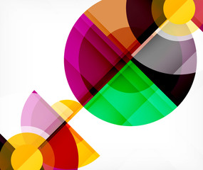 Obraz premium Abstract background, circle and triangle design round shapes overlapping. Geometric trendy template. Vector Illustration For Wallpaper, Banner, Background, Card, Book Illustration, landing page