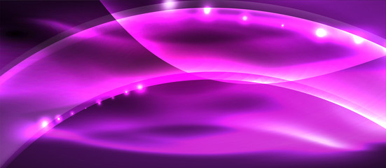 Abstract background. Shiny design neon waves with light effects, techno trendy design. Vector Illustration For Wallpaper, Banner, Background, Card, Book Illustration, landing page