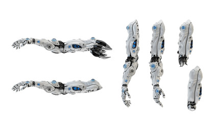 Artificial sci-fi robotic arm prosthesis 3d rendering 